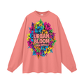 Oversized Unisex Long Sleeve T-Shirt- Urban Bloom Design (watermelon-red)
