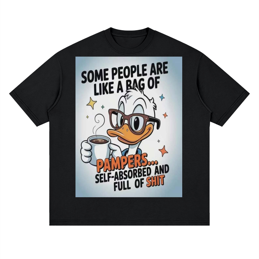 Streetwear Loose Drop Shoulder T-Shirt- people are like pampers- FUNNY PRINT