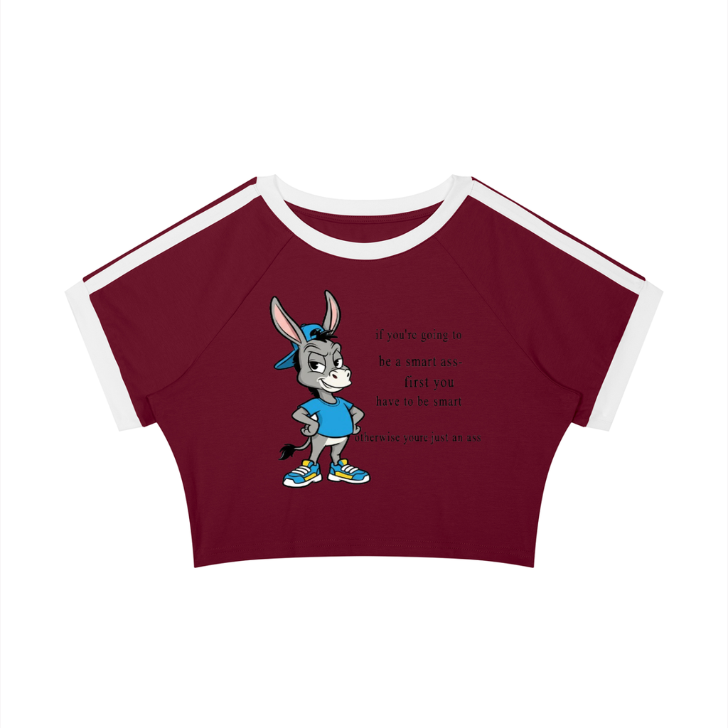 Women's Raglan Crop T-Shirt — Funny Donkey Design