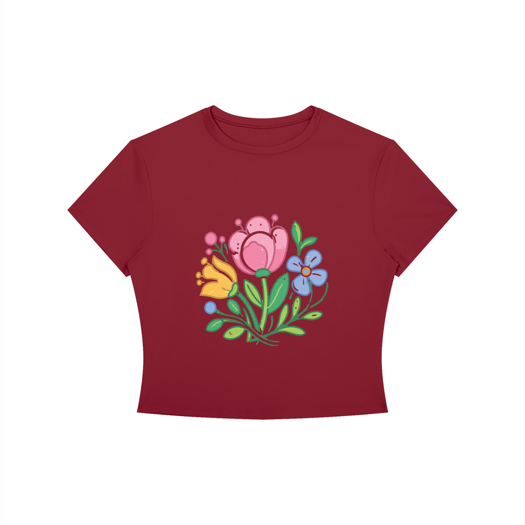 Women's Crewneck Crop T-Shirt (FLORAL PRINT)