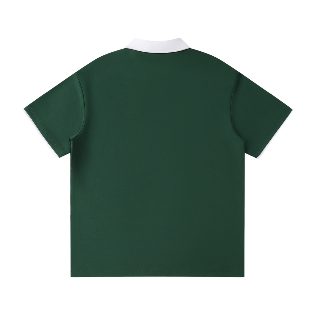 Contrast Collar Raglan Polo Shirt- EB Monogram