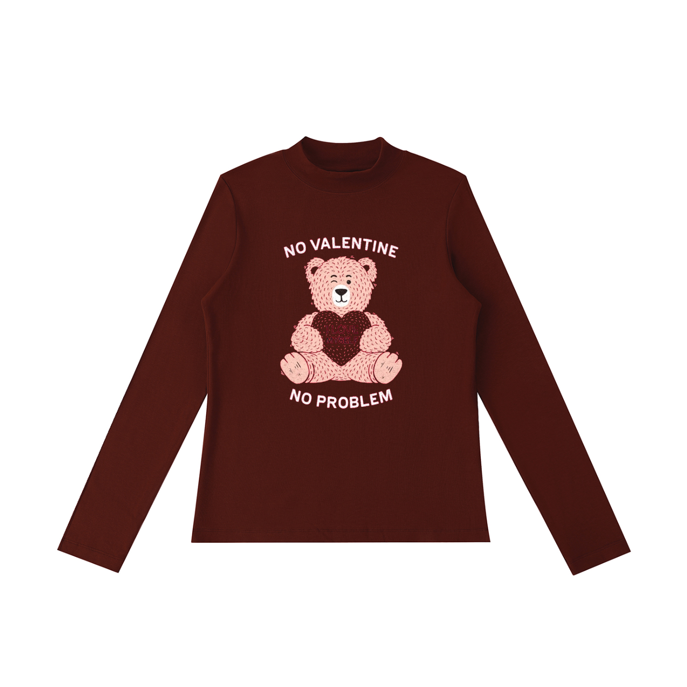 Essential Mock Neck Long Sleeve T-Shirt (TEDDYBEAR PRINT)