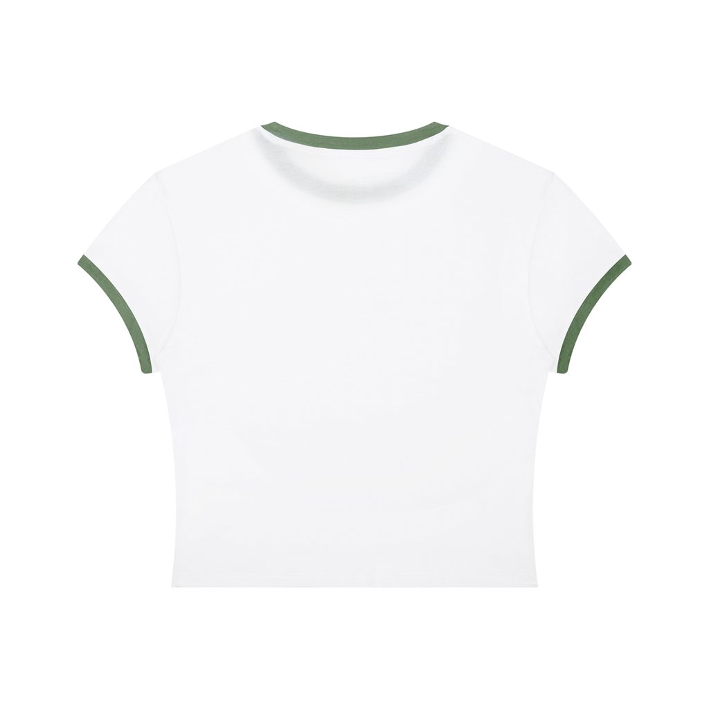 Women's Slim Color Block T-Shirt (Flower Print)