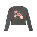 Dyed Washed Raglan Long Sleeve Slim T-Shirt (FLORAL DESIGN PRINT)