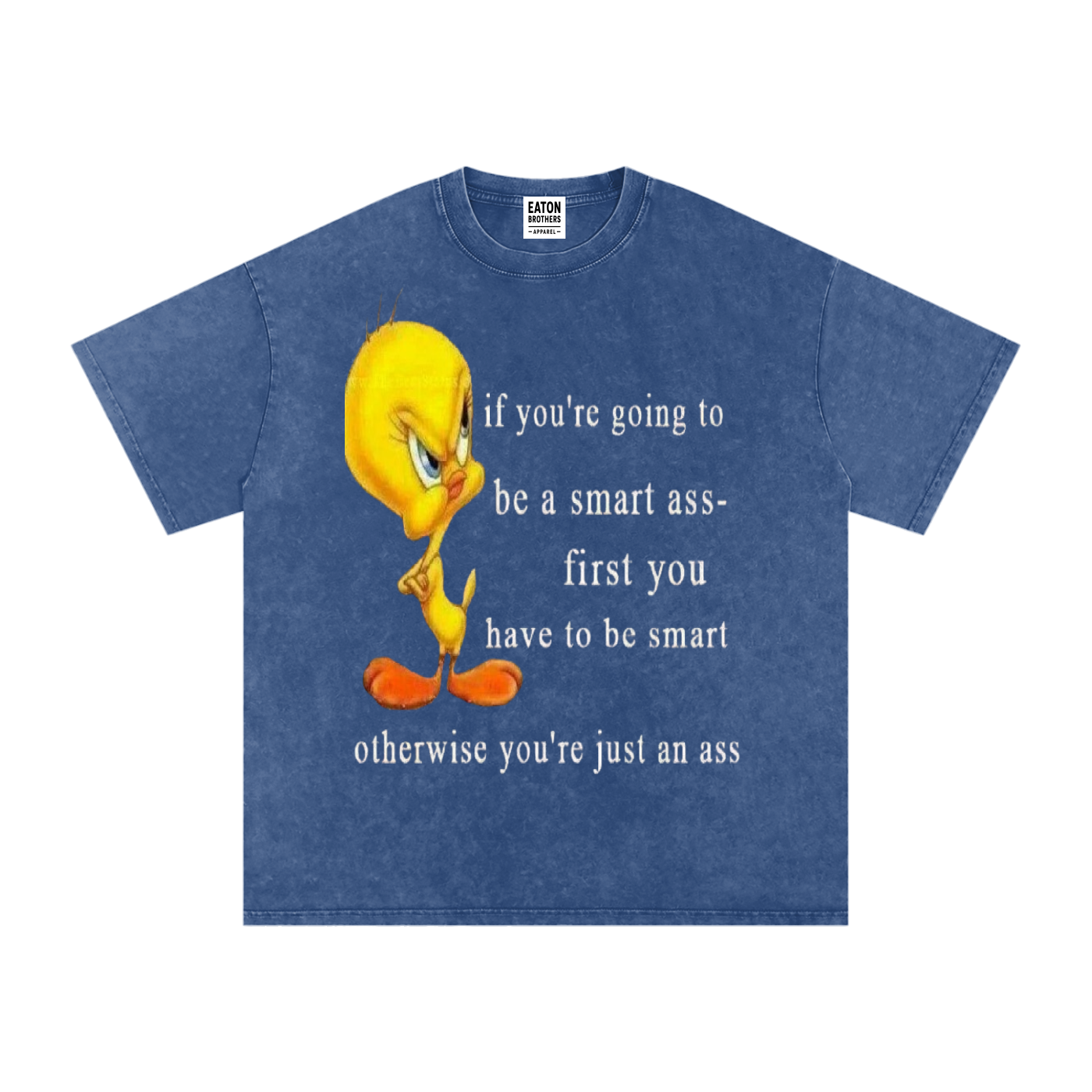 Snow Washed Oversized Cotton T-Shirt- Tweety Bird-Funny print