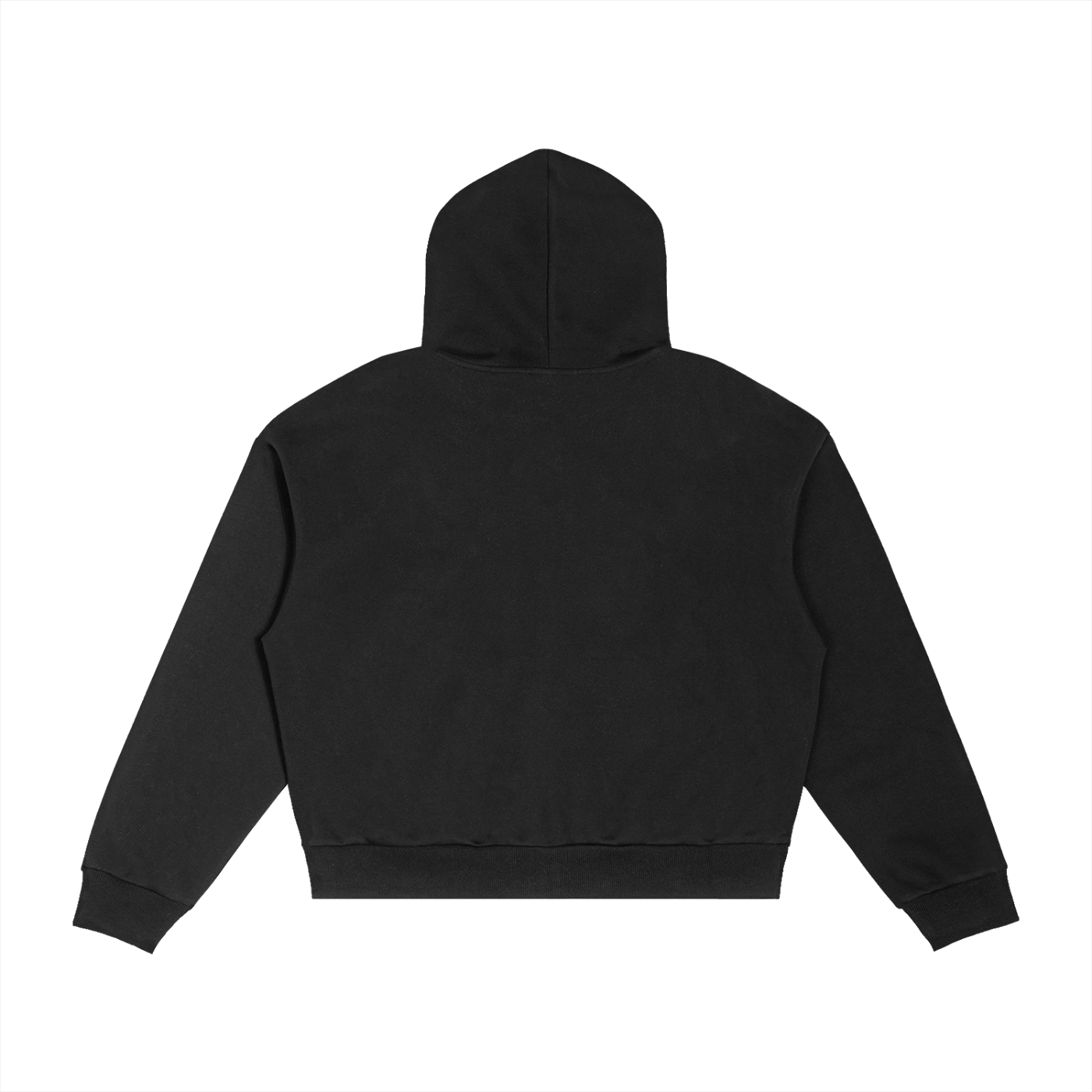Contrast Plaid Boxy Zip Hoodie (BLACK)