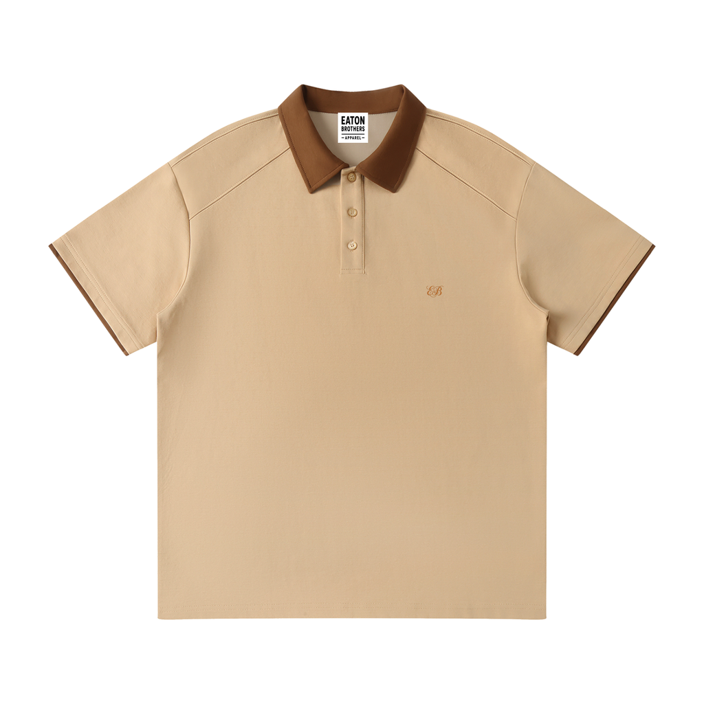 Contrast Collar Raglan Polo Shirt- EB Monogram