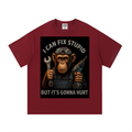 Essential Cotton T-Shirt- Funny Monkey Fixes Stupid