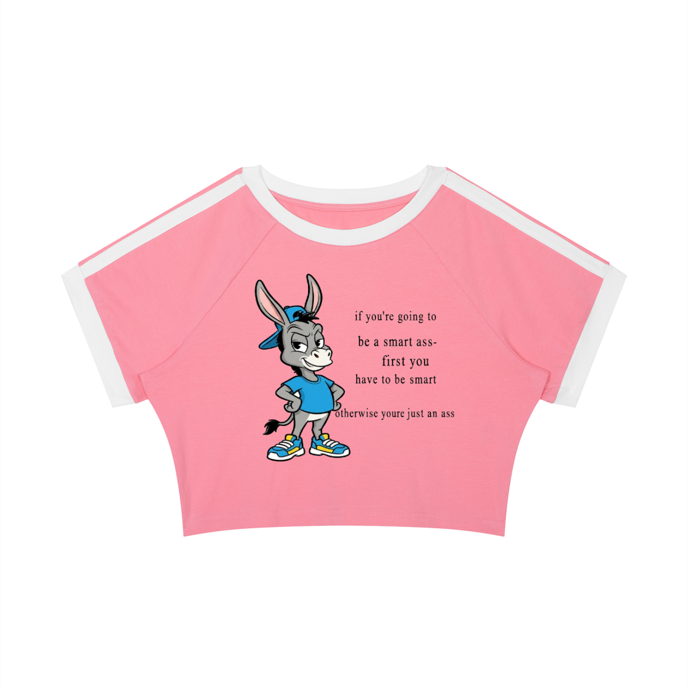Women's Raglan Crop T-Shirt — Funny Donkey Design