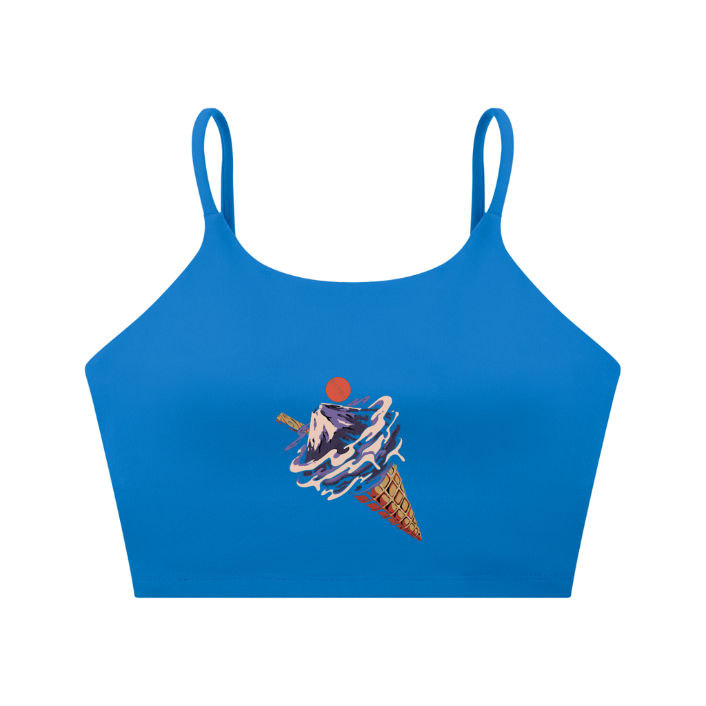 Spaghetti Strap Yoga Sports Bra (ABSTACT ICE CREAM CONE PRINT)