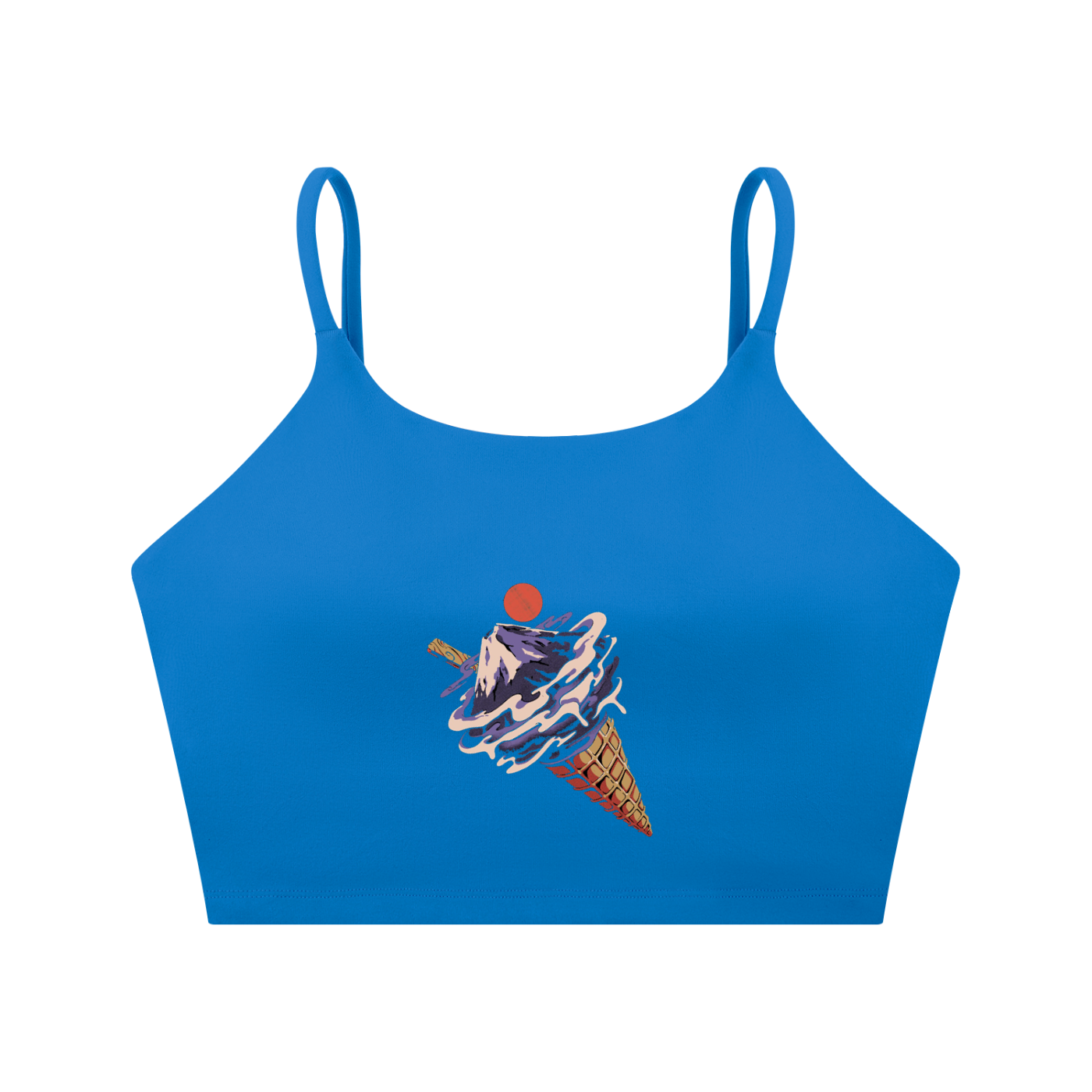 Spaghetti Strap Yoga Sports Bra (ABSTACT ICE CREAM CONE PRINT)