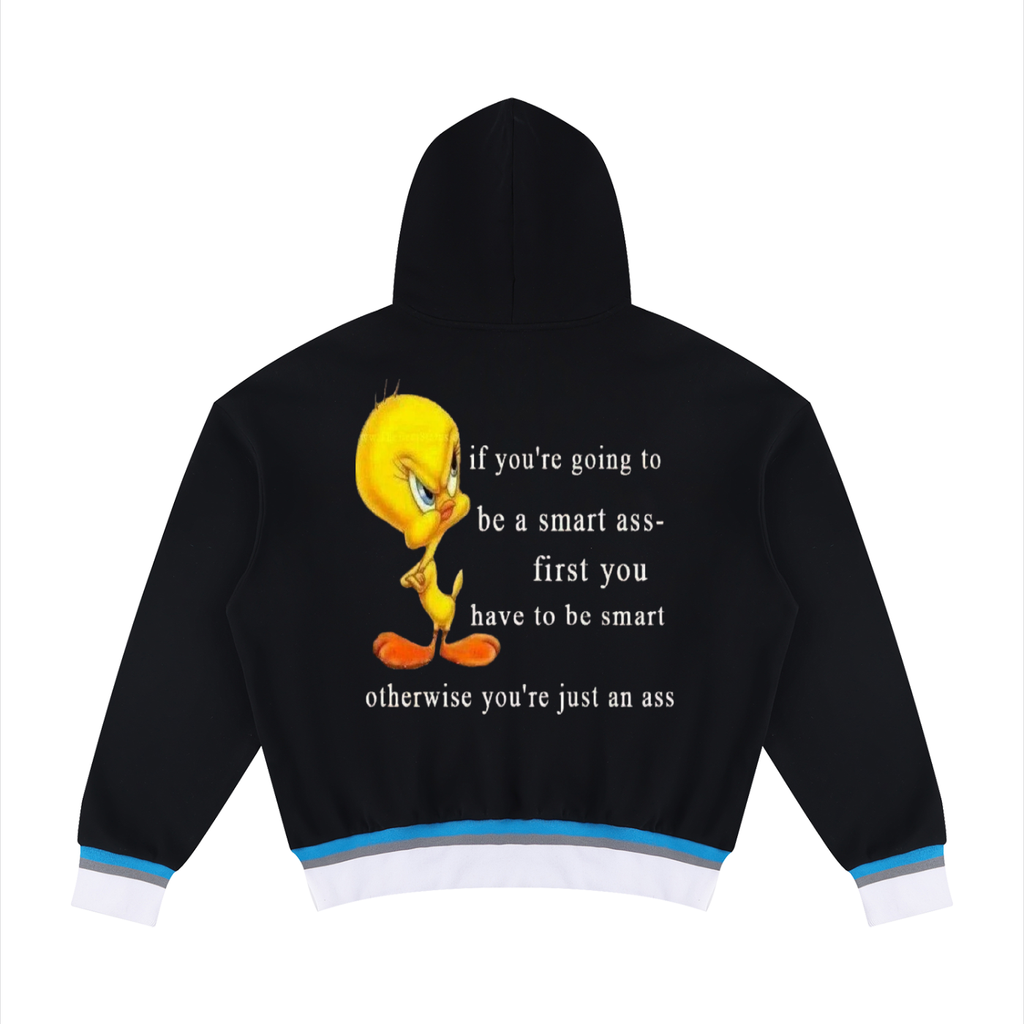 Unisex Oversized Color Block Boxy Hoodie- Tweety Bird Funny-print