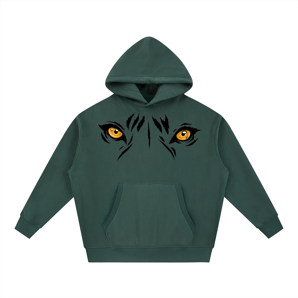 Essential Oversized Boxy Fit Fleece Hoodie (TIGER EYES PRINT)