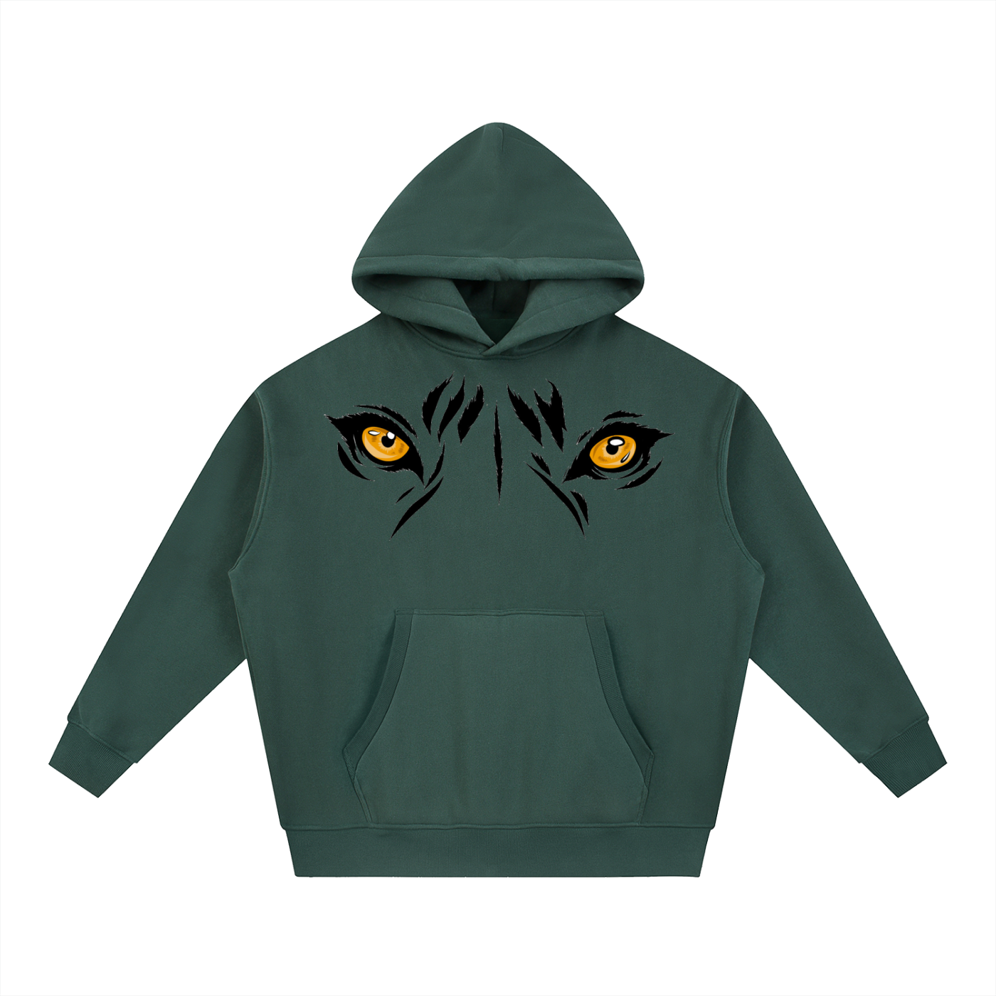 Essential Oversized Boxy Fit Fleece Hoodie (TIGER EYES PRINT)
