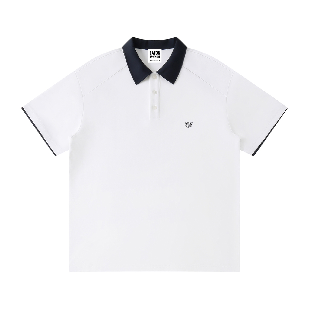 Contrast Collar Raglan Polo Shirt- EB Monogram