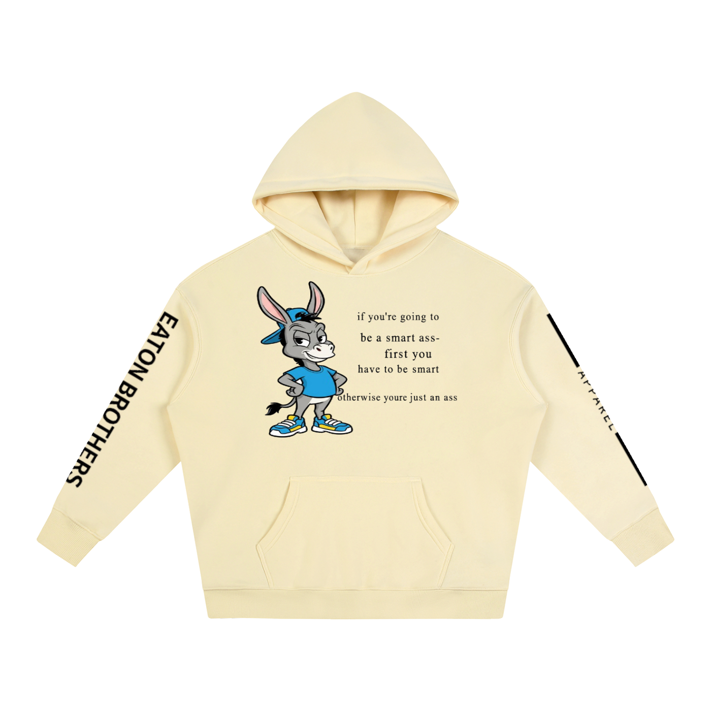 Oversize Fleeced Hoodie — Funny Donkey Design