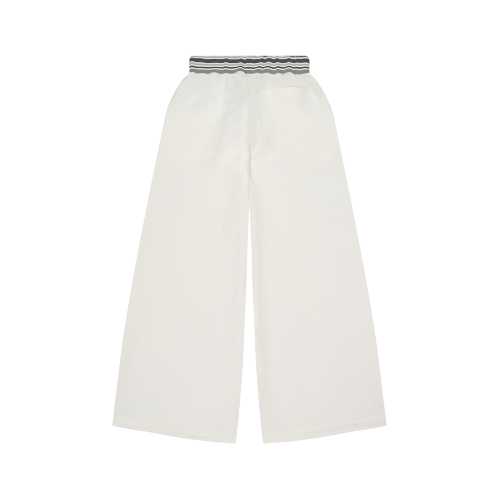 Striped Waist Wide Leg Pants (WHITE)