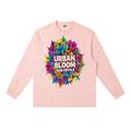 Essential Crewneck Long-Sleeve T-Shirt- Urban Bloom Design (pink)