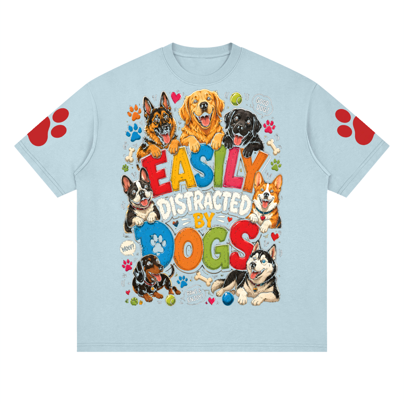 Drop Shoulder Graphic T-Shirt — Dog Distractions Design | Eaton Brothers