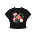 Women's Crewneck Crop T-Shirt (FLORAL DESIGN Print)
