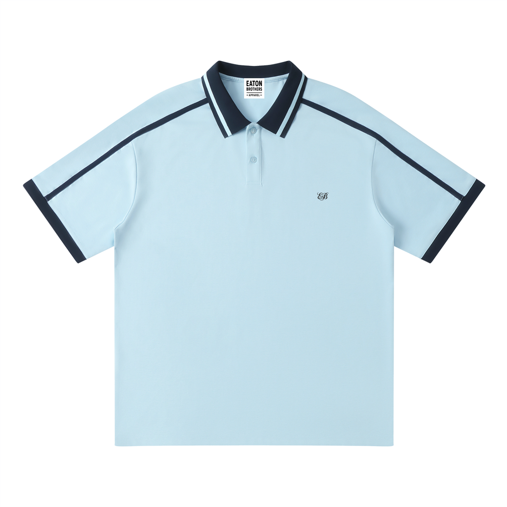 Unisex Contrast Piping Polo Shirt- EB Monogram