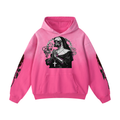 Heavyweight Sunfade Oversized Hoodie- Gothic Punk Mechanical Nun- design