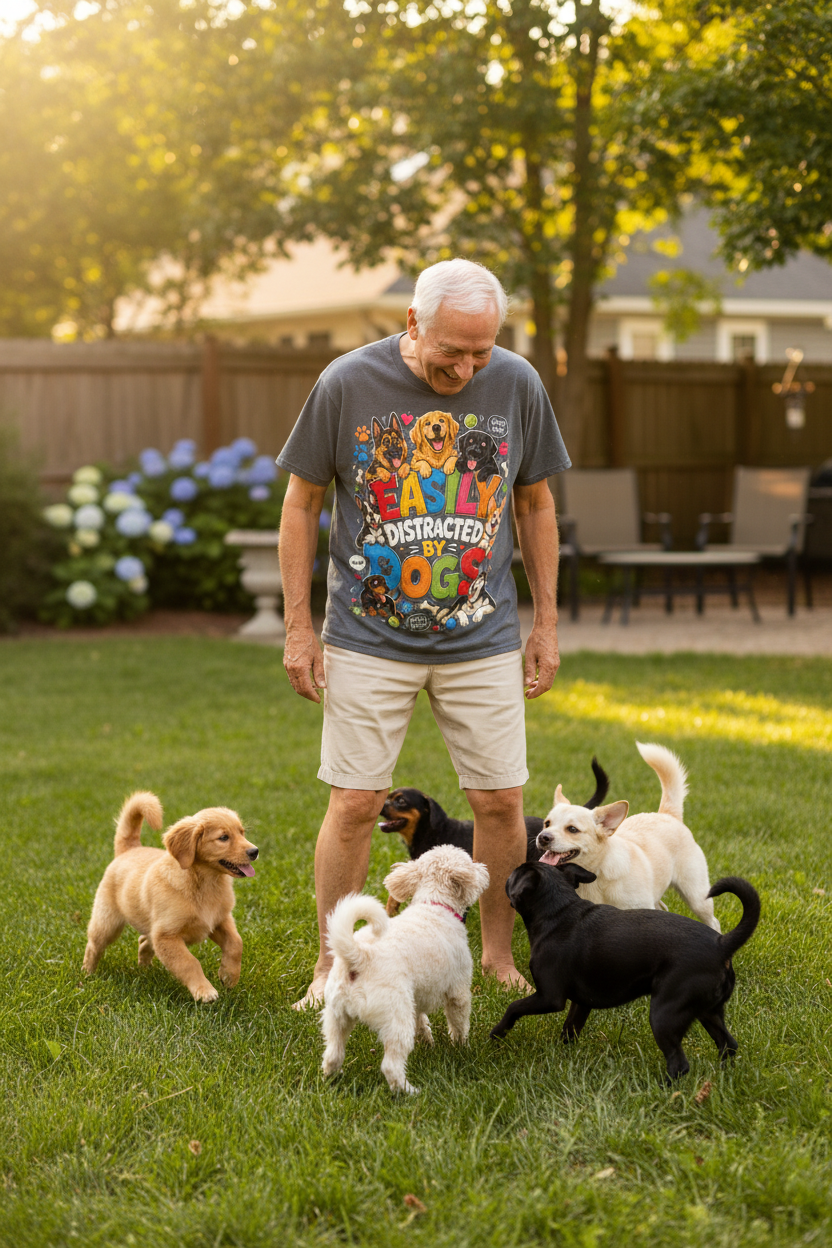 Essential Cotton Graphic T-Shirt — Dog Distractions Design | Eaton Brothers
