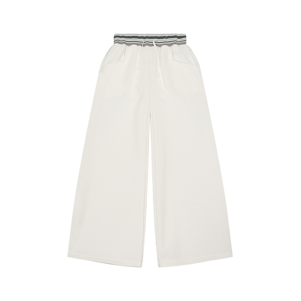 Striped Waist Wide Leg Pants (WHITE)