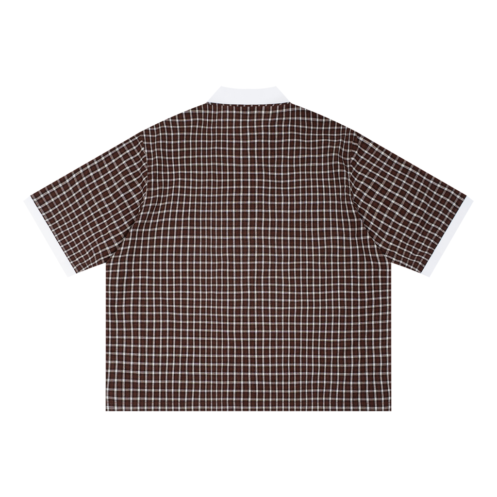 Boxy Plaid Color Block Polo Shirt — EB Monogram | Eaton Brothers
