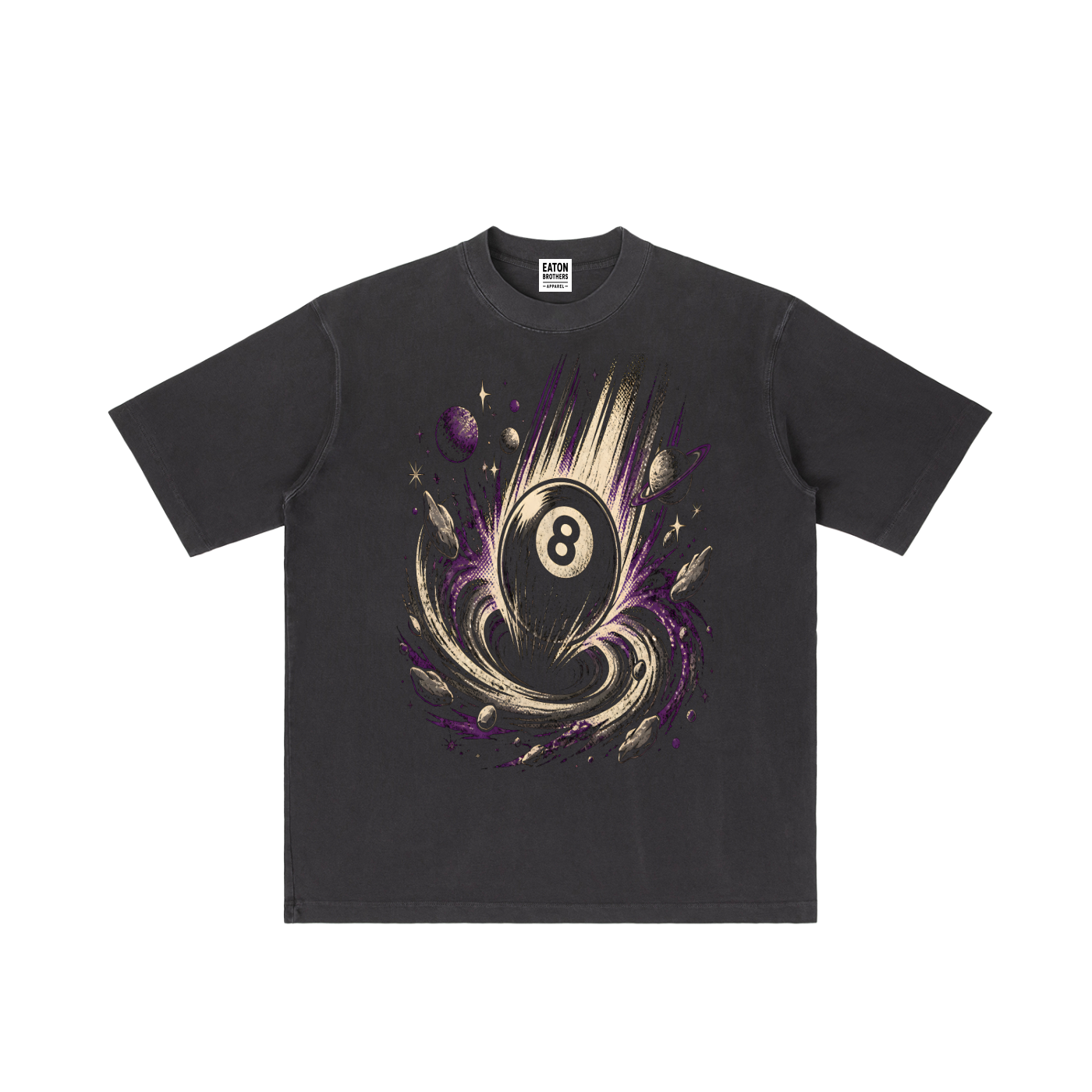 Vintage Wash Drop Shoulder T-Shirt — Cosmic 8-Ball Design | Eaton Brothers