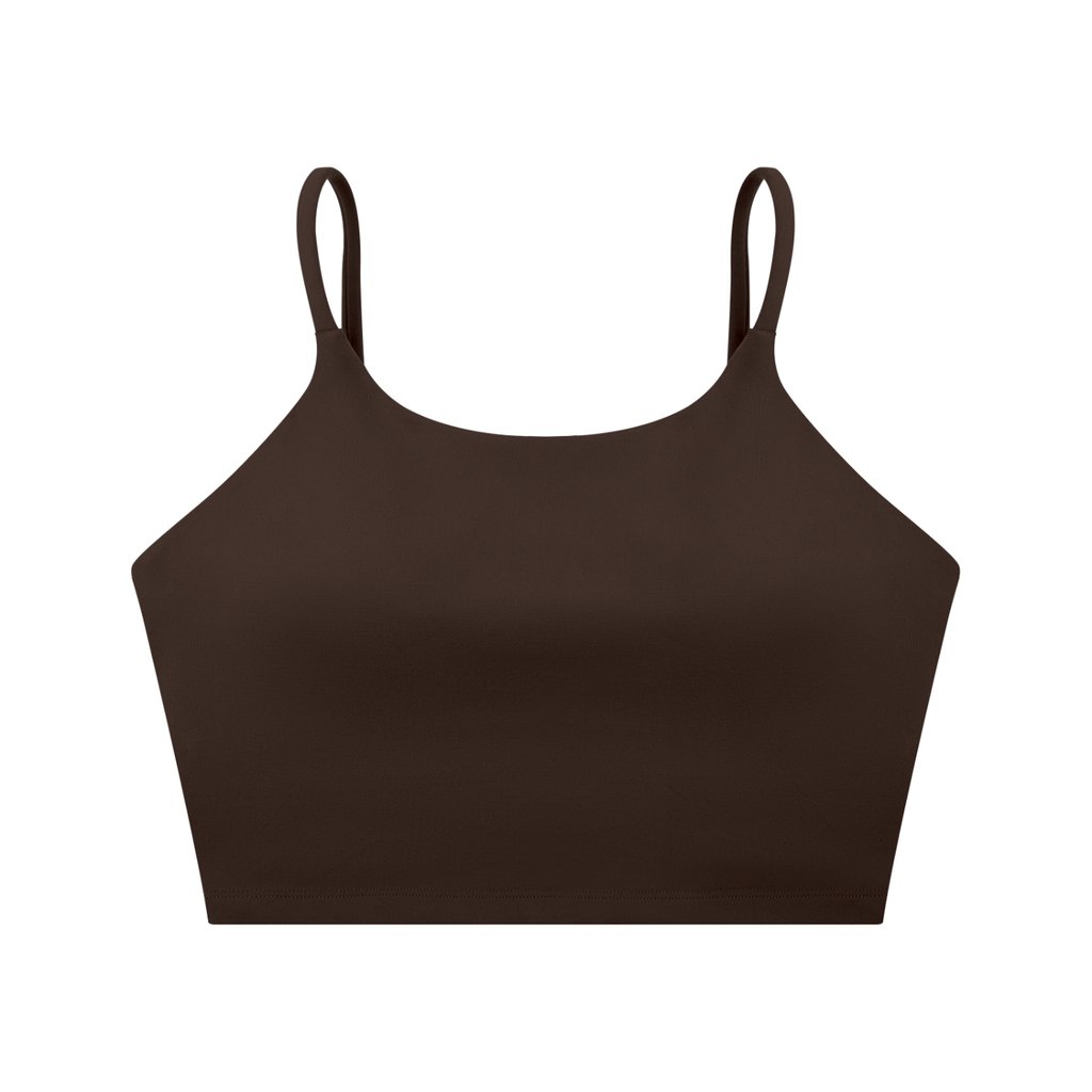 Spaghetti Strap Yoga Sports Bra (COFFEE)