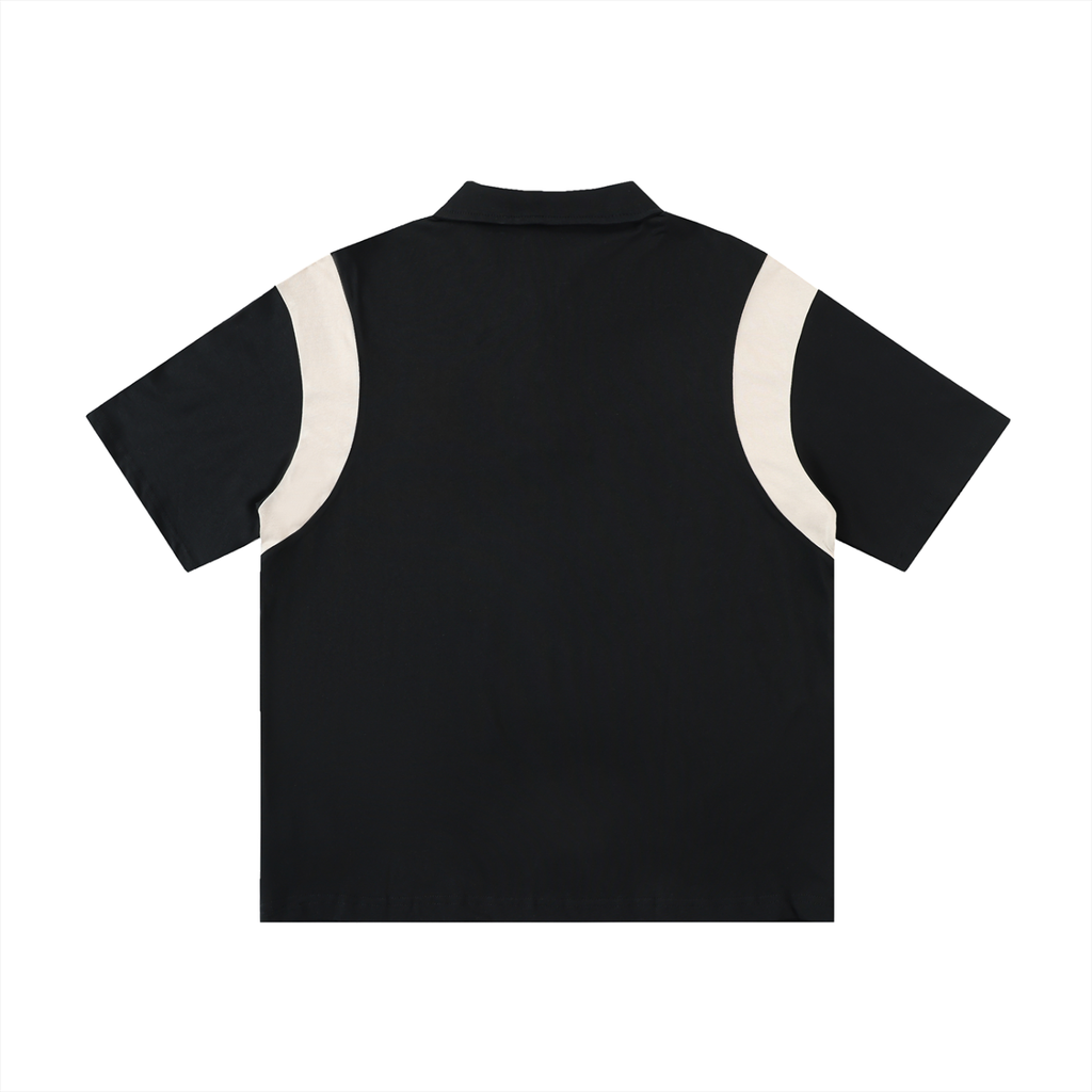 Contrast Panel Cotton Polo Shirt- EB Monogram